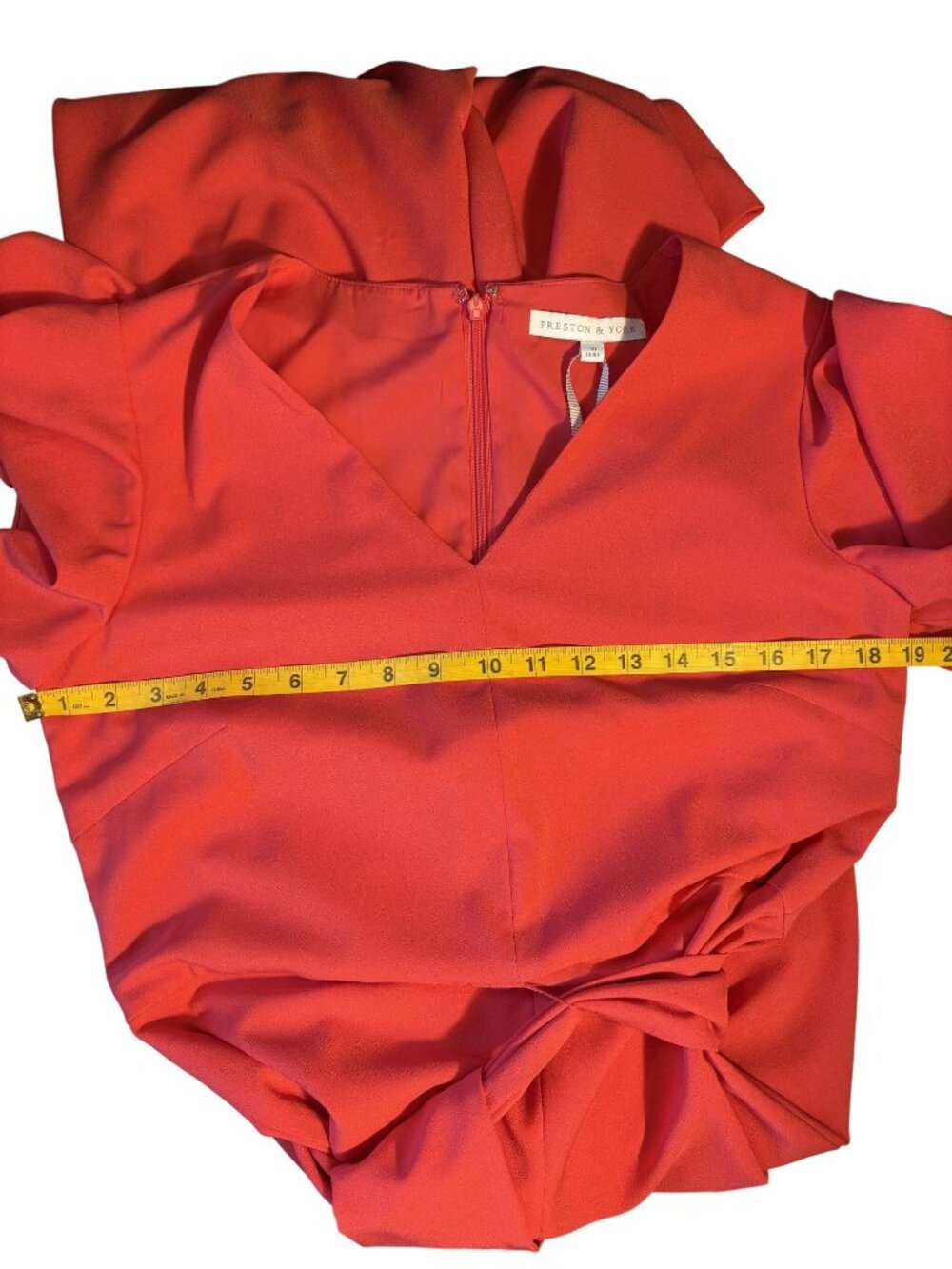Preston & York Jumpsuit Red Hue (Lipstick) Flutter Sleeves Tie Waist & V-Neck - Picture 8 of 16